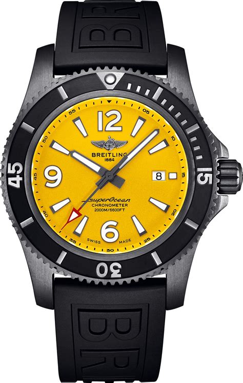 breitling superocean yellow face|breitling superocean black steel 46.